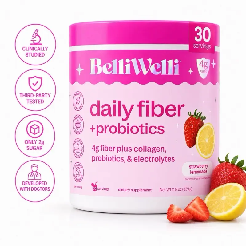 BelliWelli Fiber + Probiotics - Strawberry Lemonade -30 day BelliWelli Fiber + Probiotics - Strawberry Lemonade -30 day