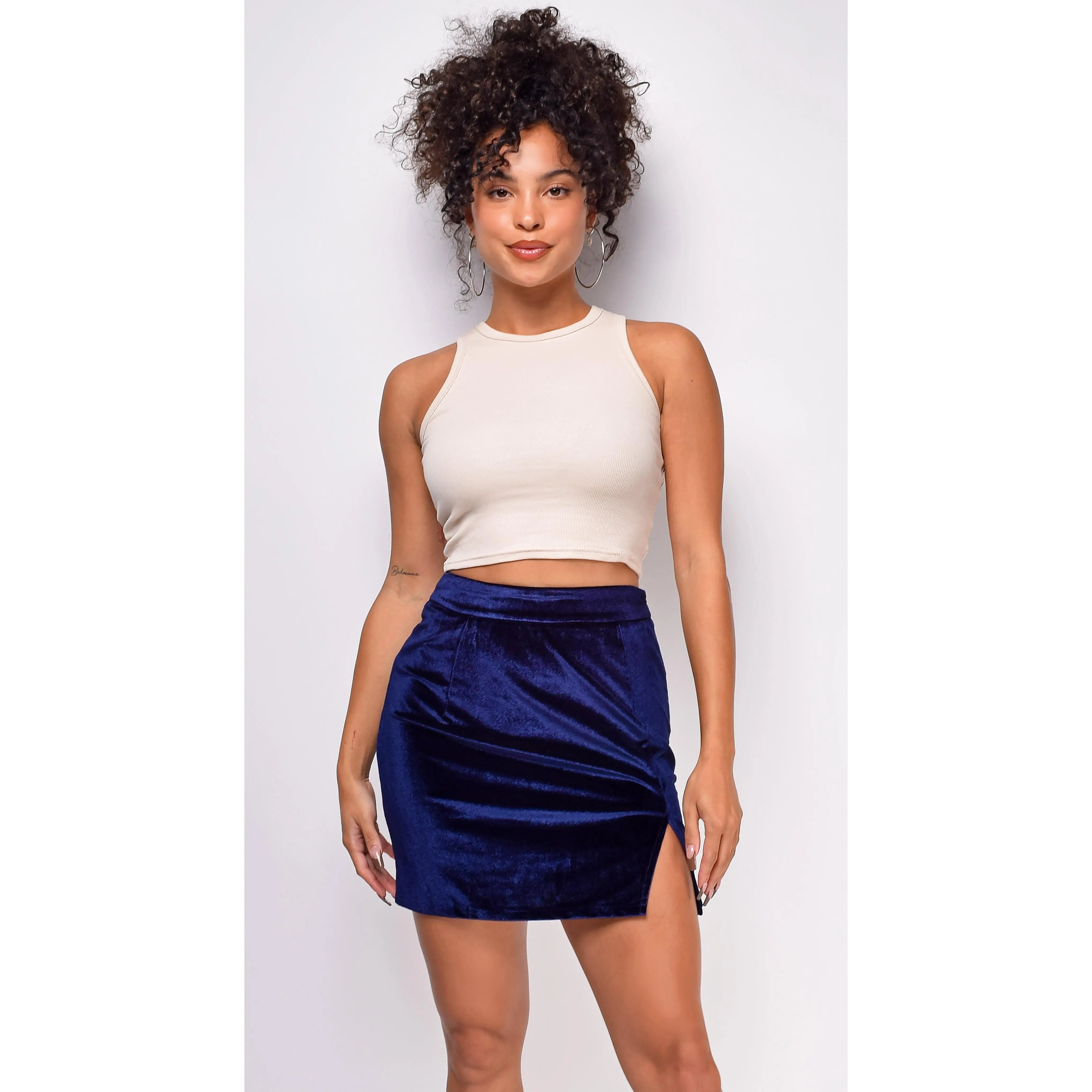 Jordan Navy Blue Velvet Mini Skirt
