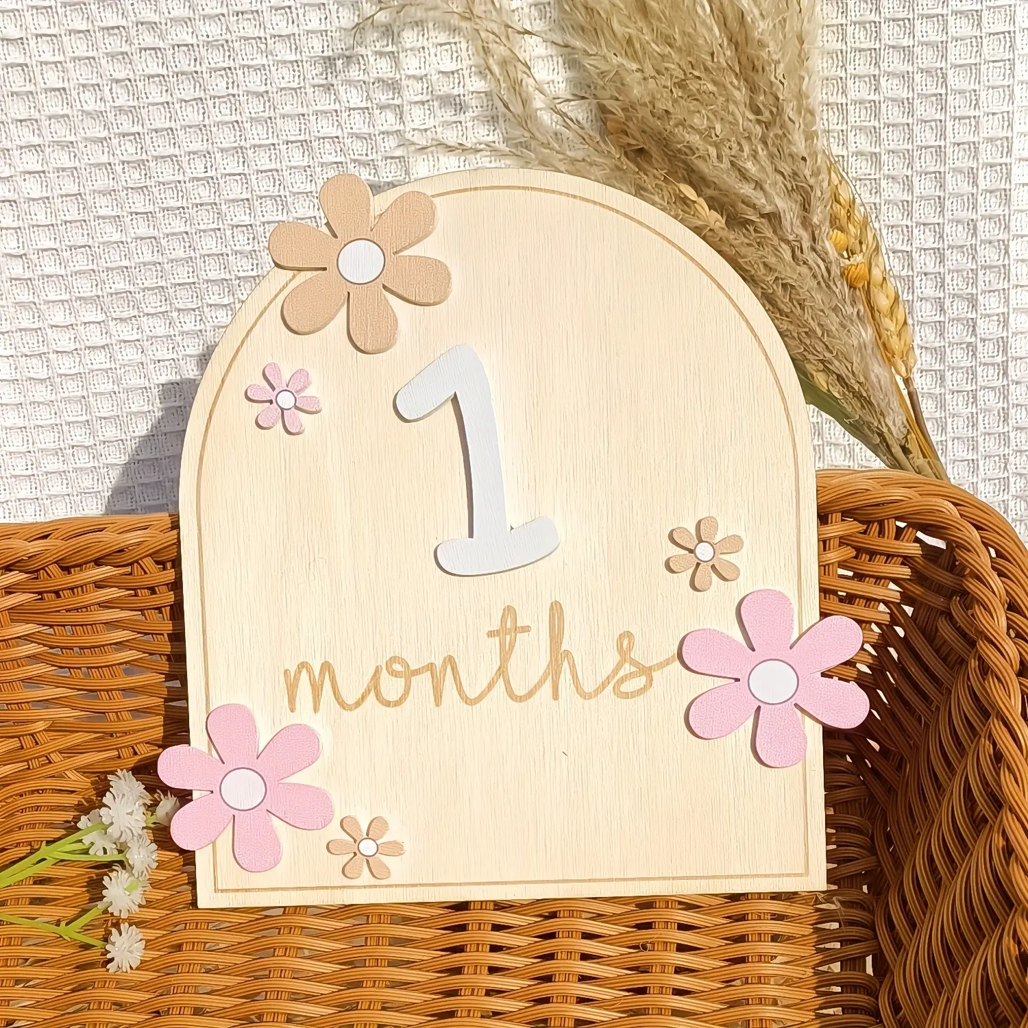 Wooden Baby Milestone Signs Set, 1-12 Months Digital Photo Memorial Plaques, Newborn Growth Tracking Decorative Props, Essential Baby Keepsakes Decor, Growth Tracker