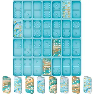 Diueoly Domino Resin Molds, Domino Molds for Resin Casting, Professional Dominos Molds for Epoxy Resin, Domino Molds Set 28 Cavities, Sturdy Silicone Molds for Domino DIY Pendant Cake Jewelry Making