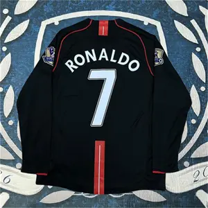 2007 2008 Away Retro Black CR7 Long Sleeve Soccer jersey
