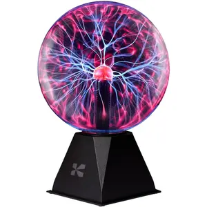 8 Inch Plasma Ball - Static Electricity in a Vacuum Pressurized Glass Globe - Nebula Thunder Lightning, Plug-in - for Parties, Decorations, Prop, Home, STEM