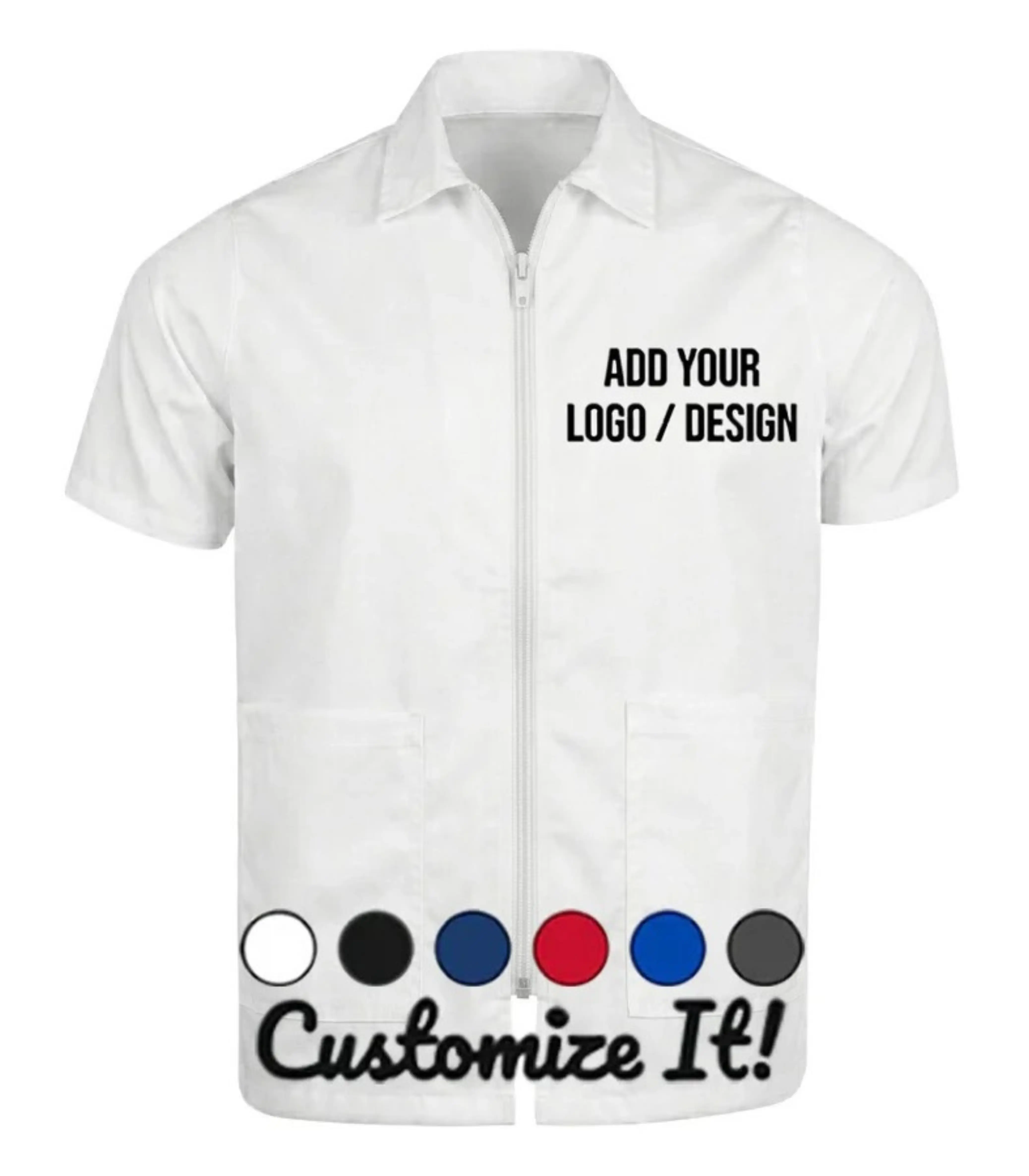 Menswear Personalized Barber Smock Jacket - Custom Logo/Design, Solid Colors, Small Size Option, Quality Fabric, Versatile Prints