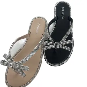 WOMENS RHINESTONE BOW FLIP FLOP HAITI-36 Decor Walking Shoes Girl
