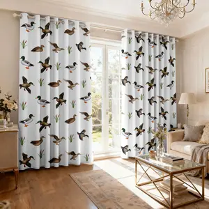 Wild Duck Blackout Curtains Farmhouse Wildlife Duck Drapes, Window Curtain Home Decoration Curtain Room Divider Curtains for Boys Girls Country Style Bedroom, 2 Panels