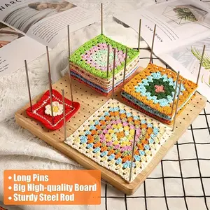 1 Set Wooden Crochet Blocking Project - 20 Iron Sticks & 1 Base - For Knitting & Sewing - Reusable Blocking Set - Perfect Gift for Beginner Knitting Enthusiasts