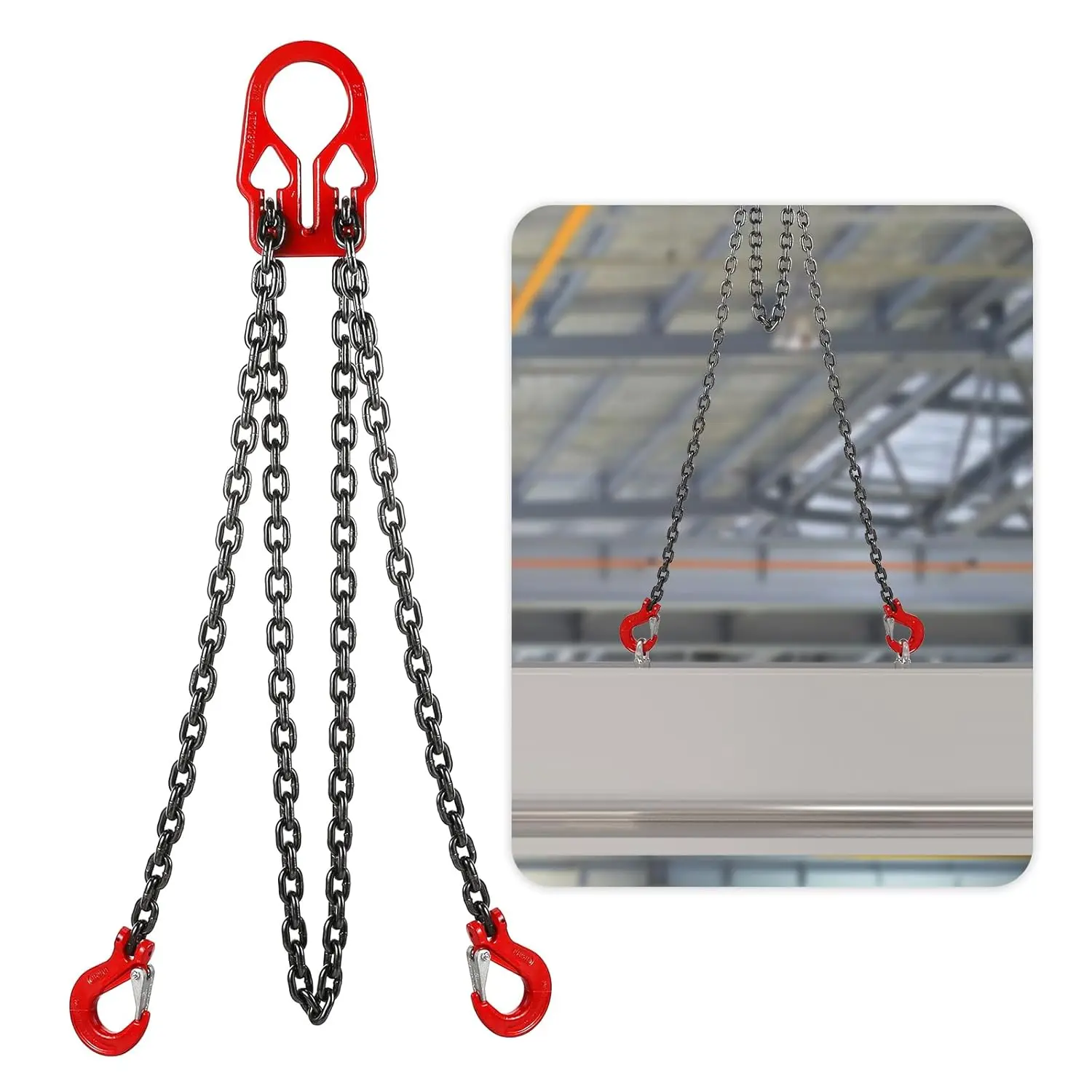 Lifting Chains with Adjuster Hooks, 5/16 Inch x 10 Ft, 7000lbs / 3.18 Tons, Chain Slings for Engine Hoist 2  Industrial Grab Hook Heavy Duty