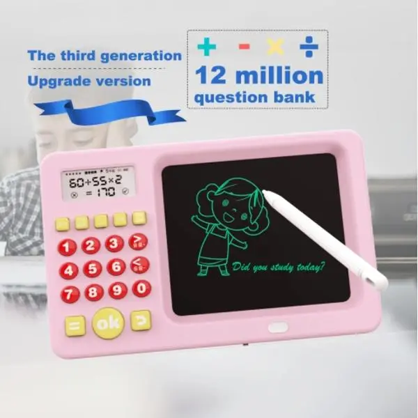Kids 2-in-1 Educational Math & Drawing Tablet - Playful Toy Tablets & Computers with Addition, Subtraction, Multiplication, Division & LCD Writing Board