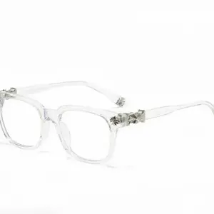 Clear Square Frame Glasses with Floral Detail for Stylish Vision Comfort