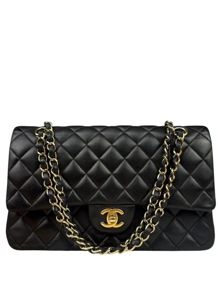 Pre-owned CHANEL leather Shoulder bags Black Quilted Classic Medium Double Flap Bag 2014