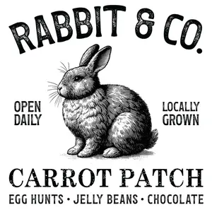 Rabbit & Co. Custom Easter DTF - Carrot Patch with Egg Hunts, Jelly Beans & Chocolate - Locally Grown, Open Daily