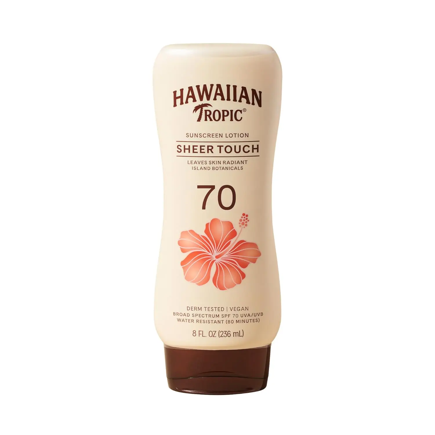 Hawaiian Tropic Sheer Touch SPF 70 Sunscreen Lotion, 8 Fl Oz | Radiant finish, Oil-free body sunscreen, Water resistant sunblock, UVA/UVB broad spectrum protection, Island tropical scent