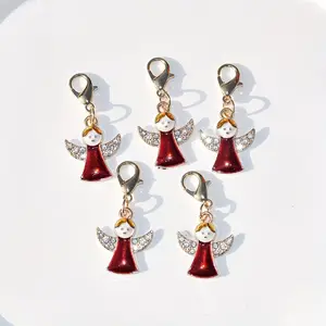 10-Piece Fashion Angel Keychain Set, Lobster Clasp Pendant, Bag Charm, Holiday Decor, Cute Lady Accessories, Elegant Key Ring