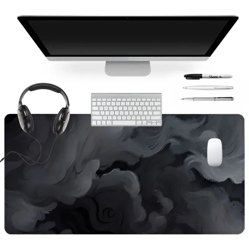 Extra Large Abstract Black and Gray Mouse Pad Swirling Cloud Gaming Mouse Pad Universal Mouse Pad 35x16 Inch Computer Keyboard Mousepad Suitable for Families, Offices and Schools. Perfect Gift for Family Members and Friends