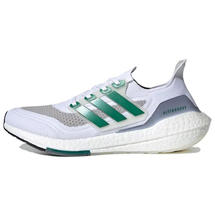 Men's Adidas UltraBoost 21 Laces Casual Trainers - 'White Sub Green'