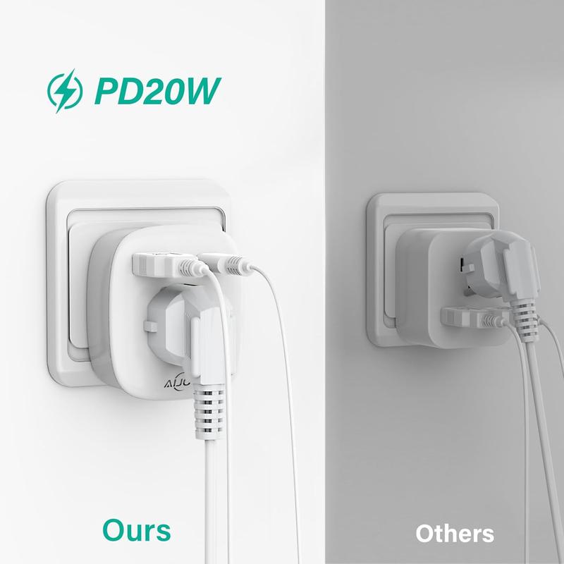 European Travel Plug Adapter, PD 20W USB-C International Power Plug, 2 Outlets & 2 USB Charger,  Type C Outlet Adaptor Charger for  to  France , Travel Essentials