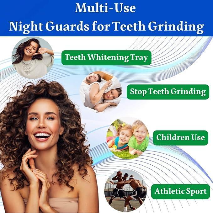 Mouth Guard for Teeth Grinding at Night - 4 Pcs EVA Moldable Dental  Night Guards for Adults & Teens - Thickened Design Safe Soft Comfortable Reusable Design with Carrying Case - Nighttime Protection for Teeth