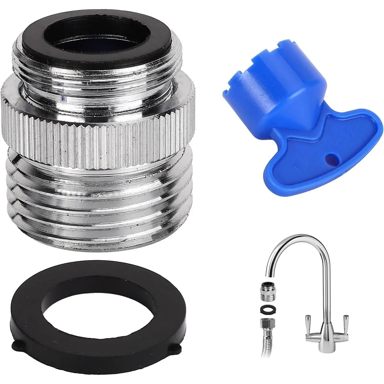 Faucet Adapter Kit with Aerator  to Garden Hose Brass Connector for Kitchen and Bathroom Sink Faucets