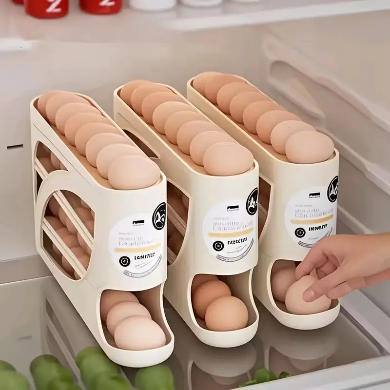 PACK OF (1) 30-Egg, 4-Tier pack OF (1) Refrigerator Egg Holder - Self-Rolling Egg Rack - Holds 30 Eggs, Versatile Storage Solution for Kitchen And Fridge.