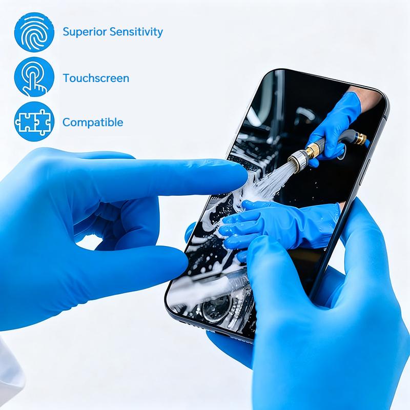 Thickened Disposable Nitrile Gloves Blue 200/400Pcs, Latex & Powder Free, Puncture Resistant, Textured Non-Slip Grip, Food Safe Multi-Purpose Gloves, Food Grade, S/M/L/XL, Ideal for Household, Catering, Beauty & Industrial Work