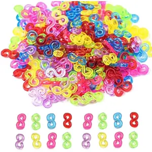 Rubber Band Clips 1000 Pieces Loom Rubber Band Clips Plastic Band Clips Connectors Refills Bracelet Kit Clip for Loom Bracelets DIY Making Refill Kit