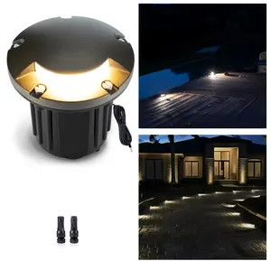 Gardenreet Brass In-ground Well Lights, Low Voltage IP65 Waterproof 12V LED Outdoor Landscape Lighting(One-Direction Turret 2204A)