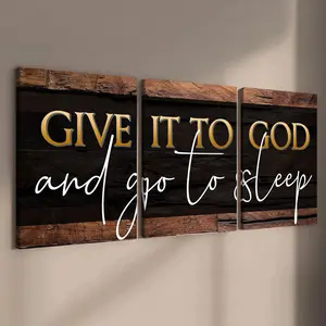 Wooden Framed Canvas Painting, 3 Counts/set Letter Pattern Western Wall Art, Vintage Art Canvas, Modern Home Decor, Vintage Letters Print for Living Room Home Office Hotel