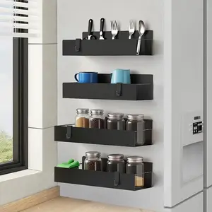 【Hot-selling products】4 Pack Magnetic Spice Rack Organizer with Hooks for Refrigerator & Microwave Oven, Magnetic Shelf with Paper Towel Holder, Kitchen Gadgets, Home Organization Improvement Shelf, Kitchen Storage Rack Decor,  Steel or Plastic Randomly