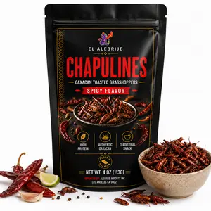 Alebrixes | Chapulines From Oaxaca 4oz (114g) Enchilados | Premium Toasted Edible Grasshoppers - Marinated Spicy Flavor - Always Fresh & Delicious Mexican Snack | Imported from Mexico