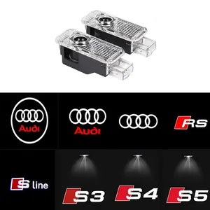 2pcs LED HD ABS Car Door Logo Projector Welcome Ghost Shadow Light Accessories Car Lighting Accessories For Audi Sline A1 A3 A4 A5 A6 B5 B6 B7 B8 C5 C6 C7 A7 A8 Q3 Q5 Q7 TT 8V