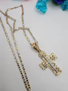 cross fashion chain gold plated thee clrs  inches no fade no tarnish just don't take long showers with them gold over stainless