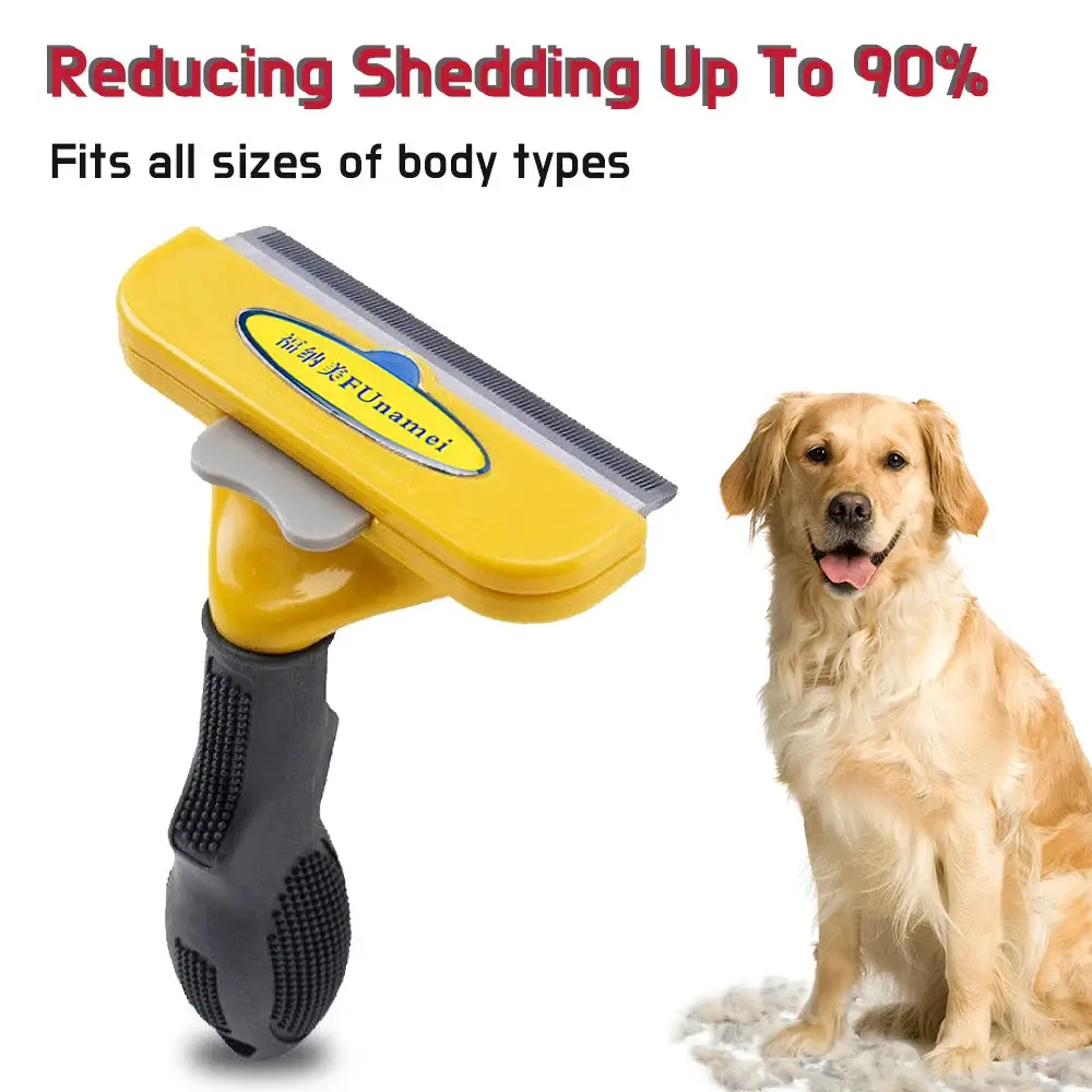 Pet Dog Comb for Hair Removal & Grooming – Stainless Steel Deshedding Brush for Dogs and Cats, Undercoat & Fur Trimmer Tool fur  brush