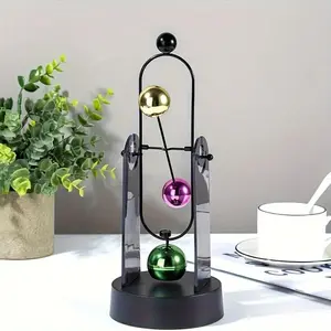 1pc Electronic Balance Desktop Toy - Newtonian Balance Design with Purple/Golden/Black Metal Balls, Dynamic Art Craft for Office & Home Decor, Interactive Physics Science Toy & Modern Desk Ornament, Desk Accessories Cute