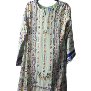 Rawsilk Fully Handwork Three Piece Pakistani Festive Wear with Floral Patterns