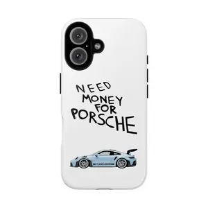Tough Phone Case Need Money For Porsche Blue Design Lexan Plastic UV Protection Flexible Rubber Liner Lay Flat Bezel