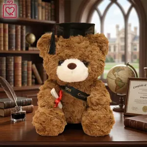 23cm Graduation Teddy Bear with Cap, Diploma, & "Congratulations" Sash - 12 Inch Fluffy Plush Grad Bear - Class of 2025- 2026 Gift