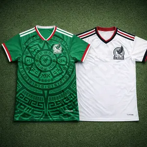 Mexico Soccer Jersey Embroidered Logo Jersey, Aztec Calendar Football Shirt, Green Mexico Fan Jersey, Custom Embroidery Foothball Jersey