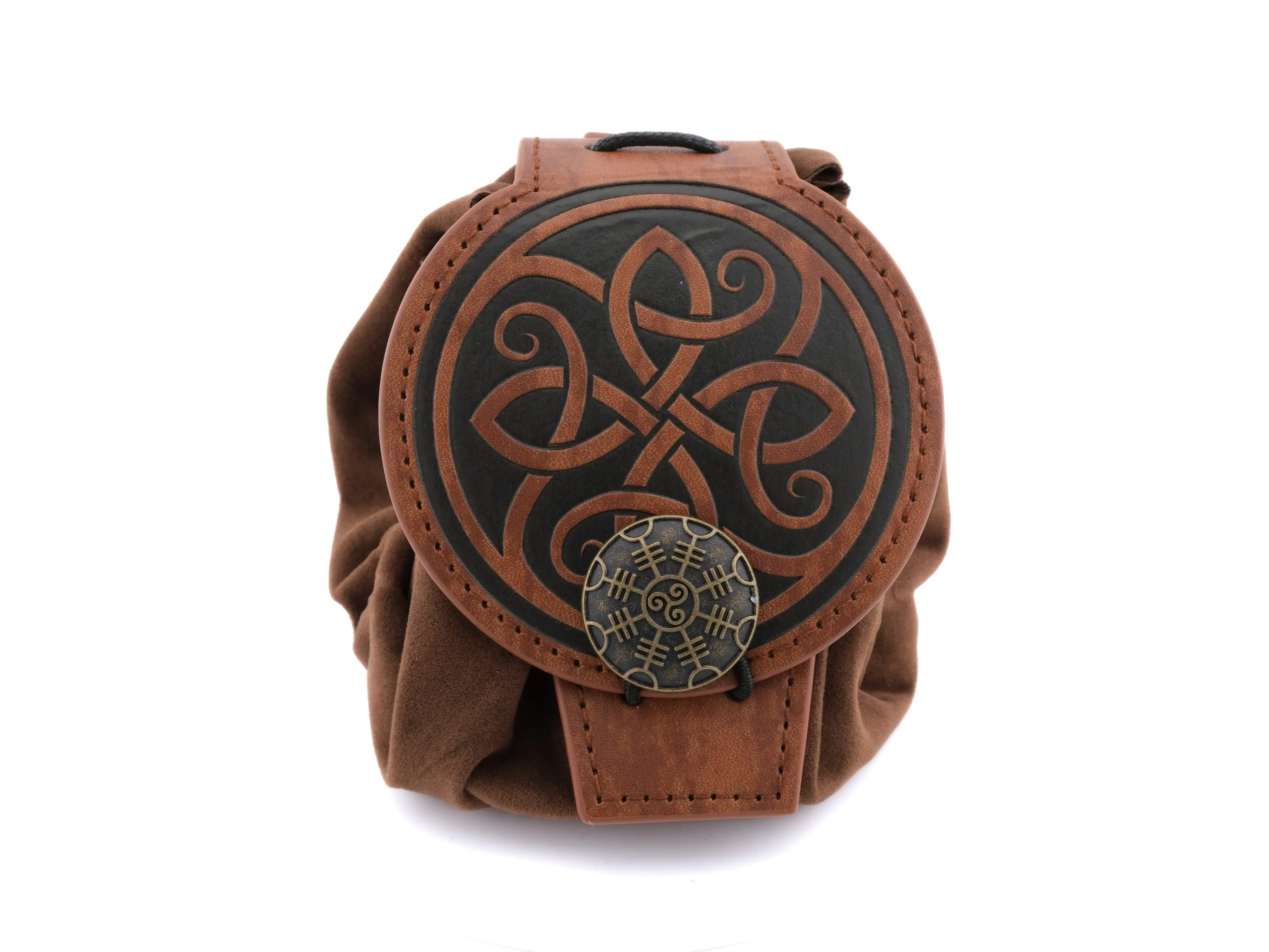 Nordic Style Crafted Leather-Velvet Dice Bag Accessory, Converts to Rolling Mat for Dungeons and Dragons, Ideal for Dice Storage Organization