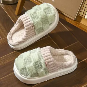 Cotton slippers for women, anti slip cashmere for warmth, monthly slippers for indoor home, cute and fluffy cotton mop Girl Footwear Flipflop