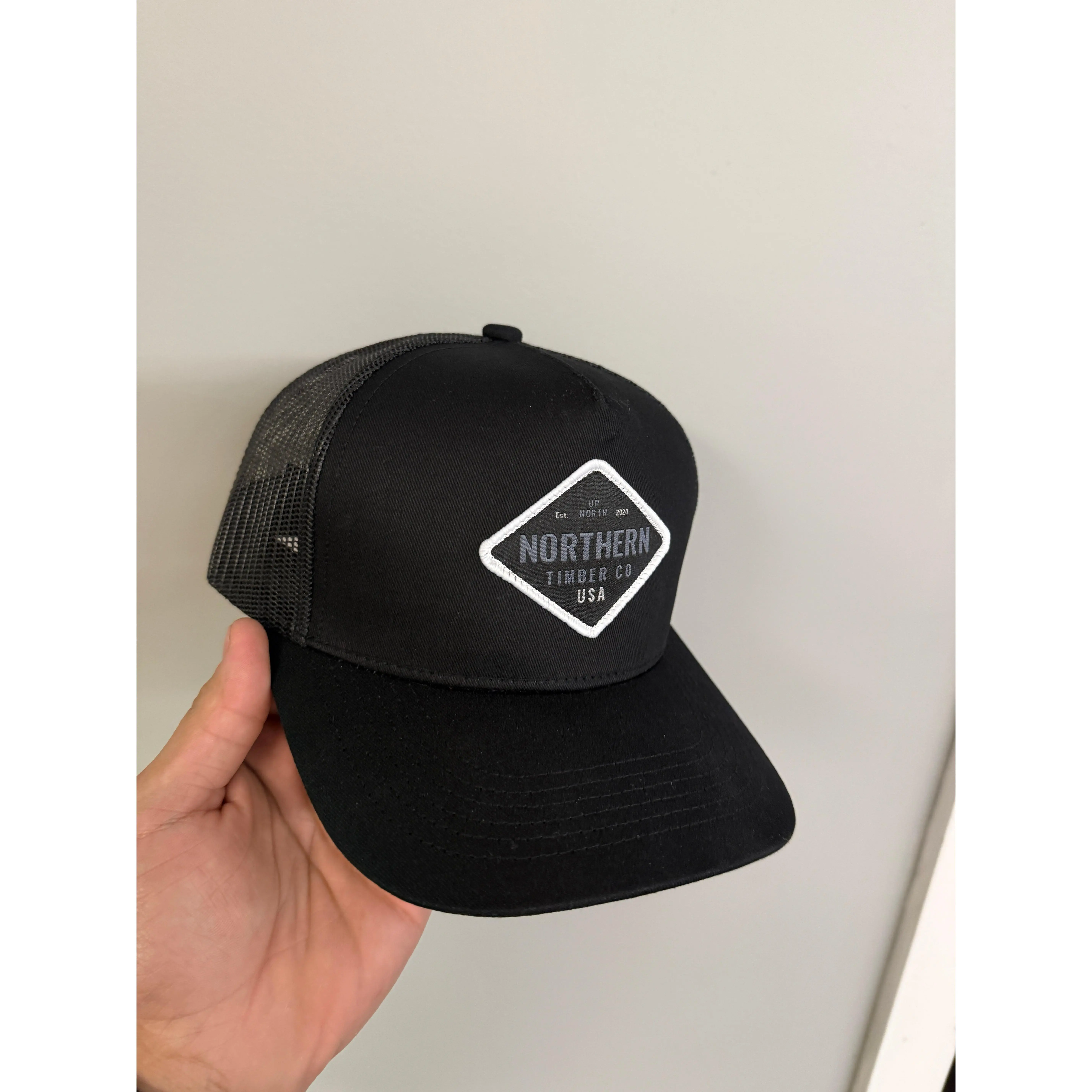 Up North Patch Snapback Hat for Men, Classic Black Casual Outdoor Baseball Cap with Adjustable Strap, Casual Outdoor Hat, Mens Hats
