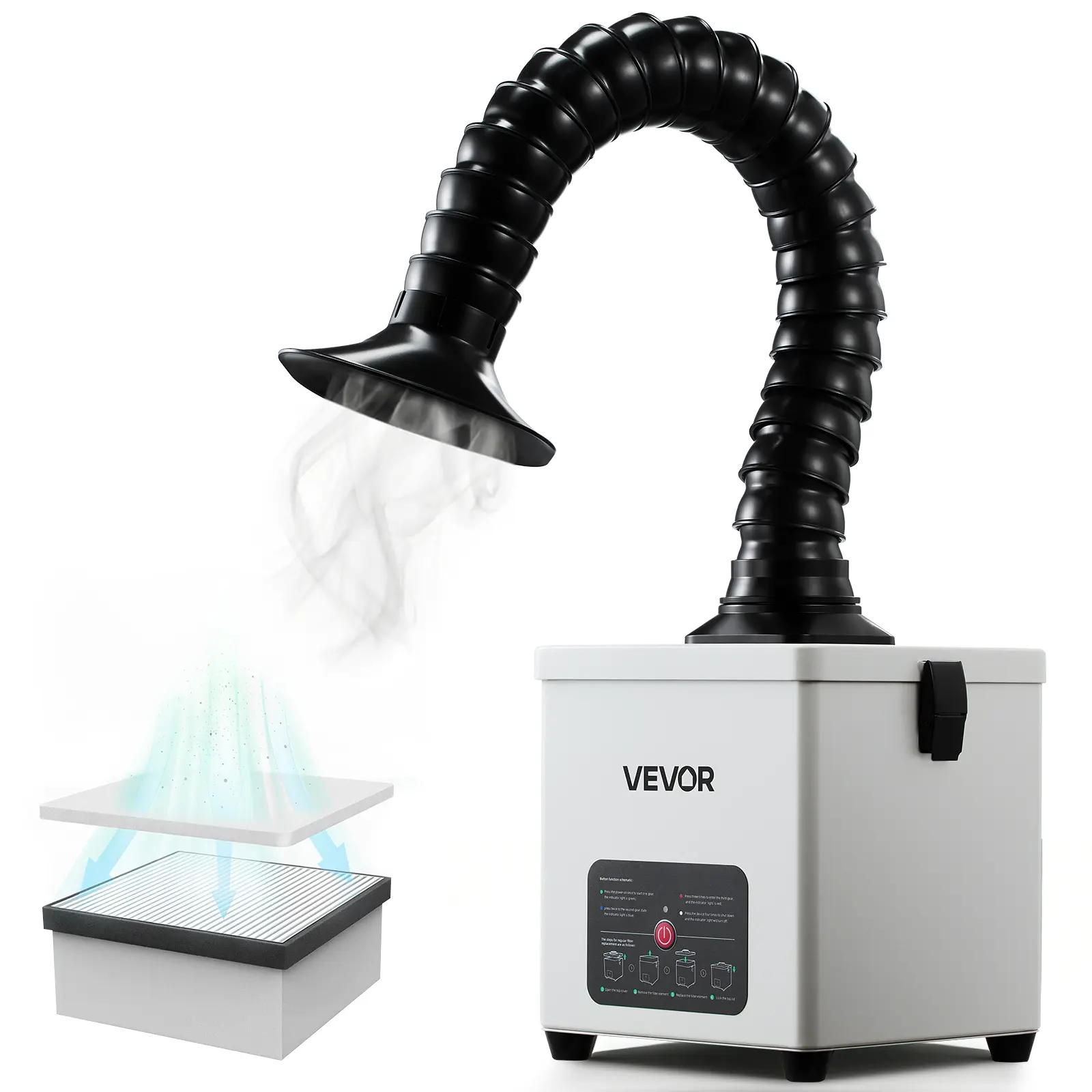 VEVOR Solder Fume Extractor, 3-Stage Filtration Soldering Smoke Absorber with 180 m³/h Strong Suction & 3-Level Airflow, Compact Desktop Brushless Smoke Extractor for Soldering DIY Welding
