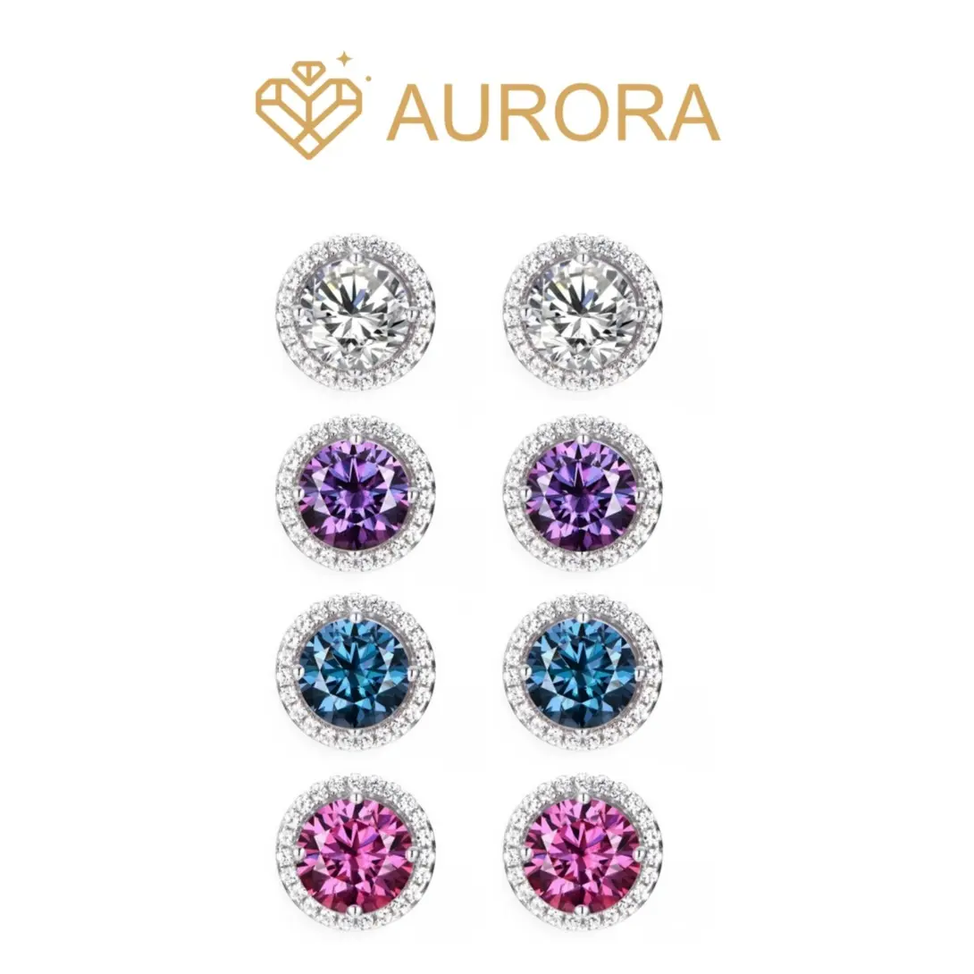 【#54 First sight earing】Moissanite earrings with 925 Sterling Silver Synthetic Moissanite
