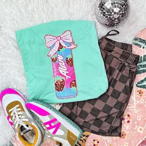 Strawberry Drink Can Sequin Patch with Bow