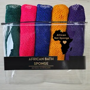 5 Piece African Exfoliating Net Sponge Bundle, for SENSITIVE SKIN, Bath sponge