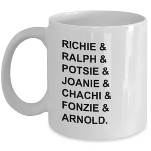 Happy Days cast list tv show coffee mug RICHIE ,RALPH ,POTSIE  MFV