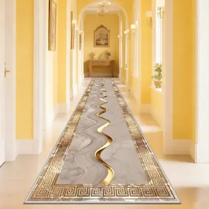 Jit Gold Velvet Rug, Luxurious Marble Pattern, Soft Comfortable Floor Mat, Decorative Area Rug, Easy Clean, Suitable for Hallway Bedroom Living Room Kitchen Entrance