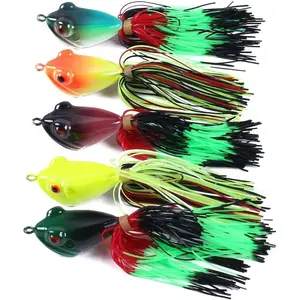 5pcs Pack of 5 3.9" 3/8oz Topwater Frog with Skirt Floating Fishing Lures Crankbait Bait