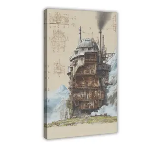 Howl’s Moving Castle Poster, Japanese Wabi Sabi Print Anime Illustration