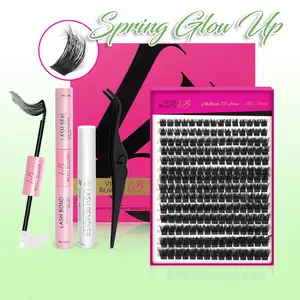 Veyesbeauty VB-Xtreme Cluster Lashes 3D DIY Mixed Length Extra Large Pallet of 210 Clusters 10-18mm Lashes Individual Lash Extensions Layered Eyelashes Wispy Faux Mink Lash Newbie's Five-Second for Self Application Makeup at Home