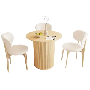 GiratreeFurniture 31.5" Round Dining Table for 2-4 People, Small Kitchen Dinner Table with Fluted Wood Base, Farmhouse Circle Dining Breakfast Tables for Home, Kitchen, Dining Room, Living Room